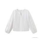 Blonde bluse i hvid bomuld – Et Sanset Univers