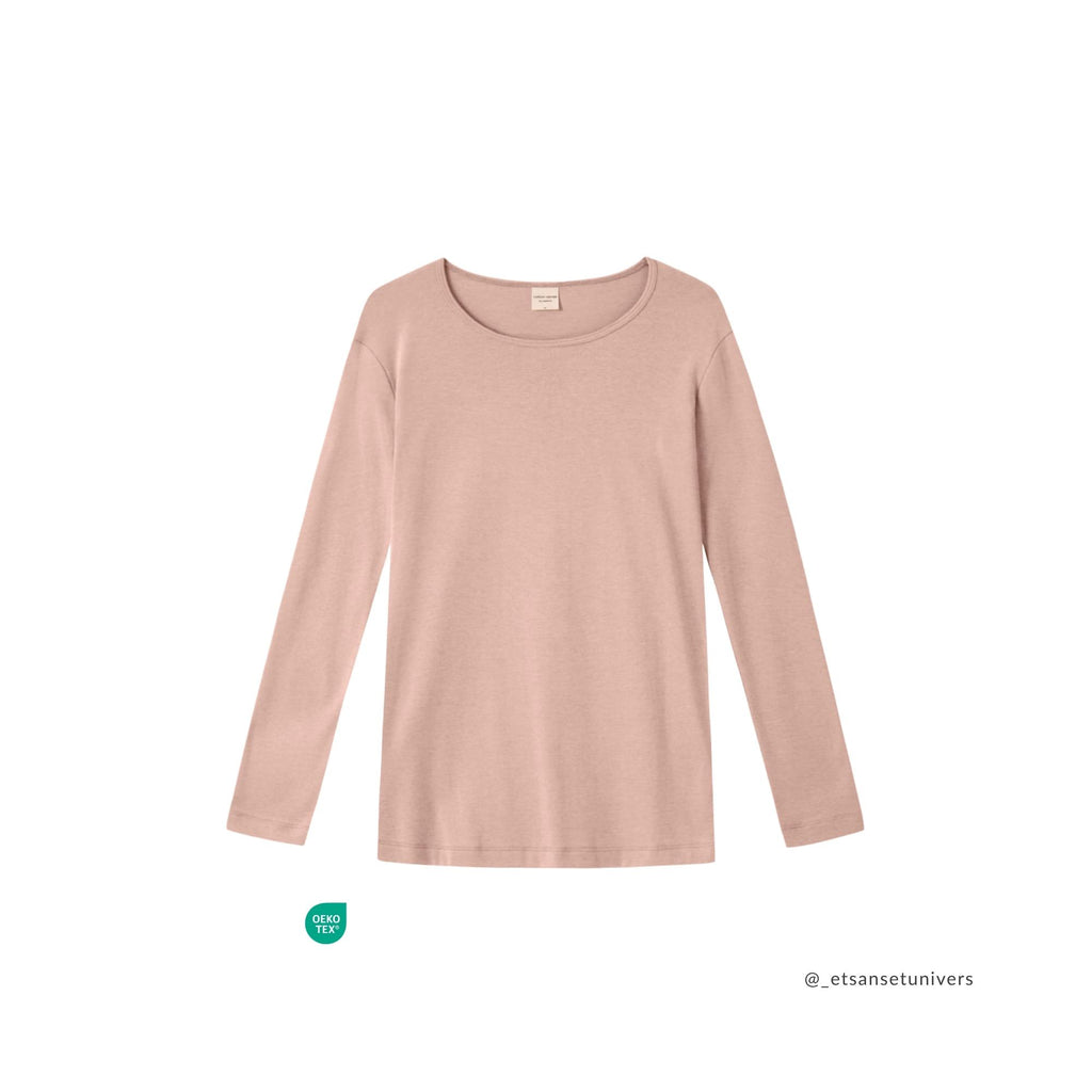 Langærmet OEKO-TEX® bomuldsbluse i blid rosa – Et Sanset Univers