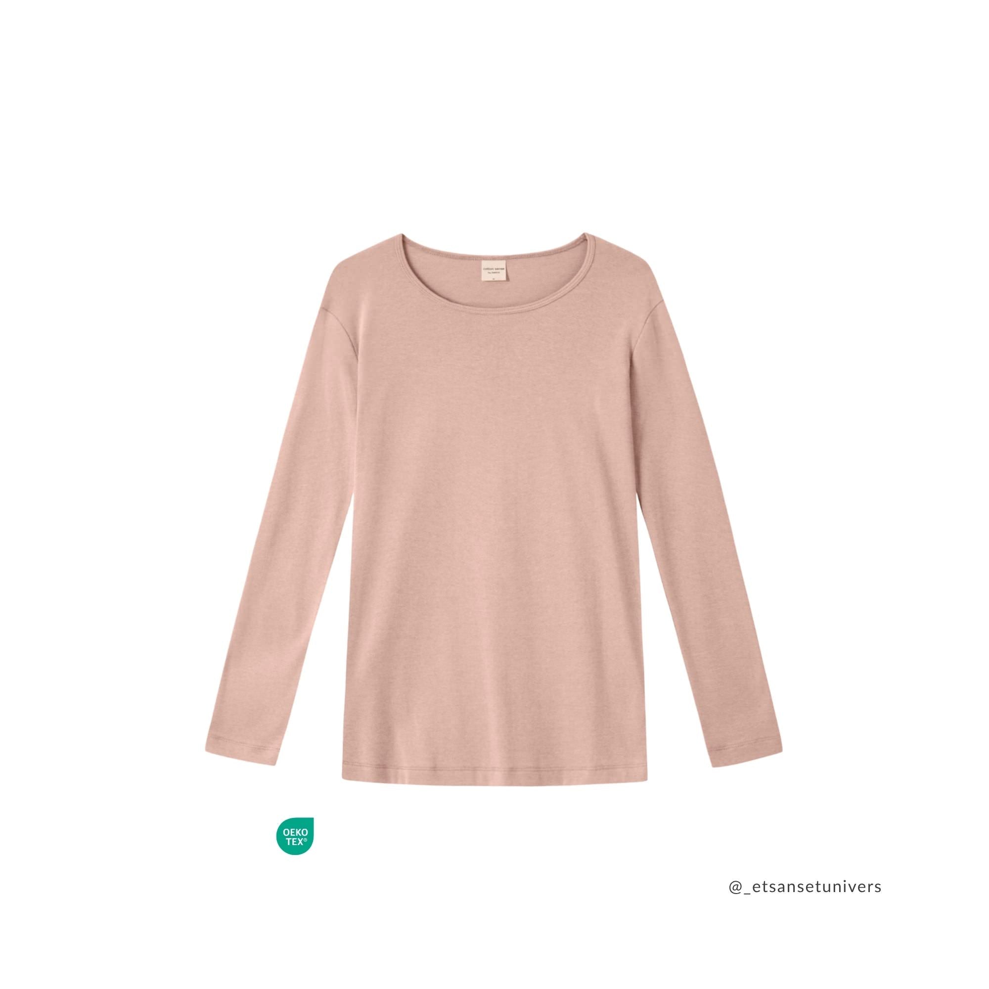 Langærmet OEKO-TEX® bomuldsbluse i blid rosa – Et Sanset Univers