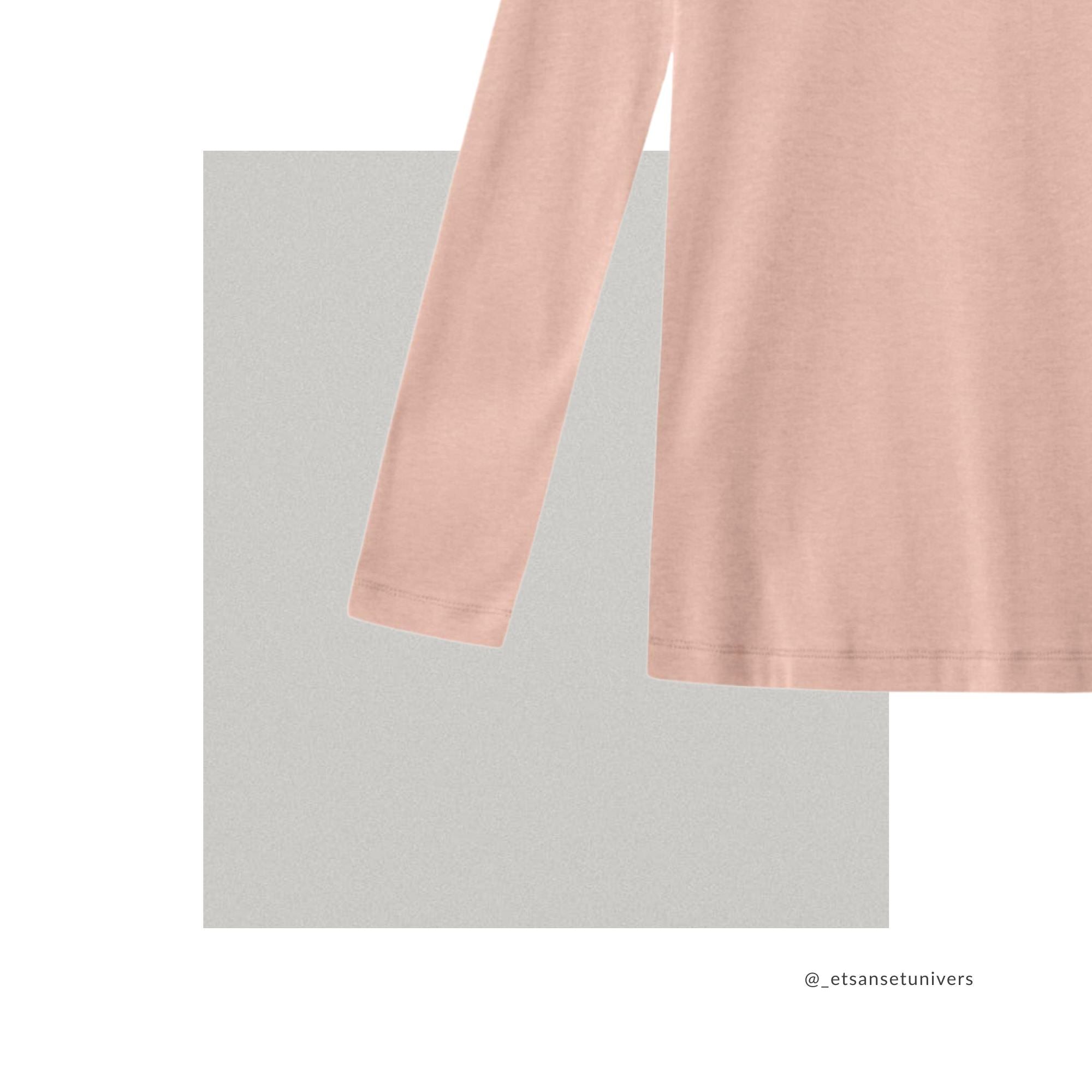 Langærmet OEKO-TEX® bomuldsbluse i blid rosa – close up ærme - Et Sanset Univers