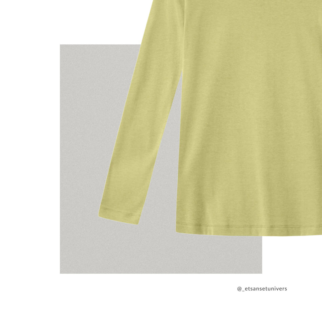Langærmet bomuldsbluse OEKO-TEX® i sommer grøn – close up ærmet - Et Sanset Univers