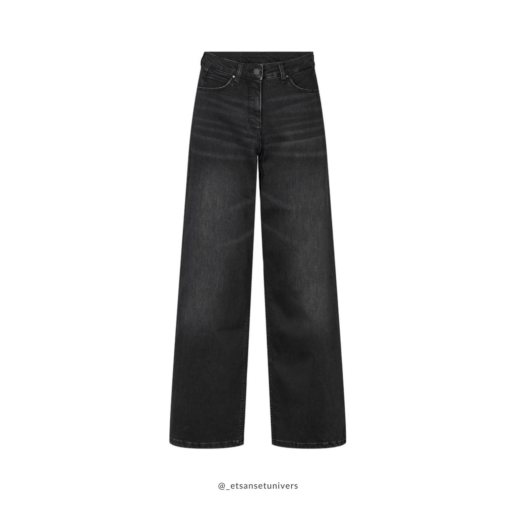 Løse denim bukser i washed black OEKO-TEX® bomuld – Et Sanset Univers