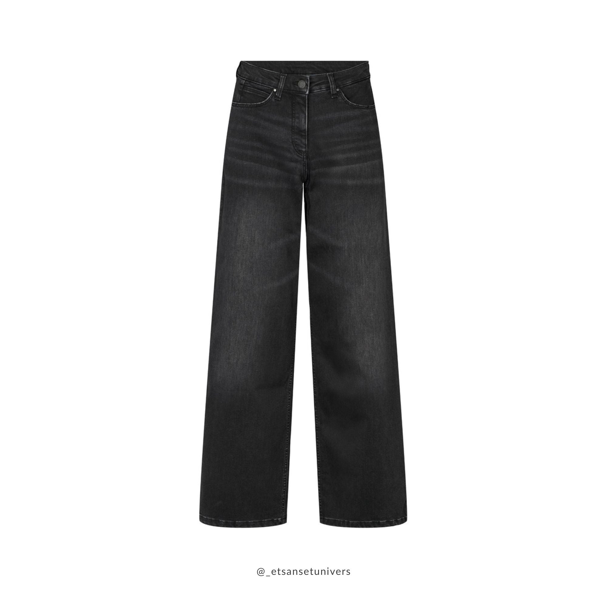 Løse denim bukser i washed black OEKO-TEX® bomuld – Et Sanset Univers