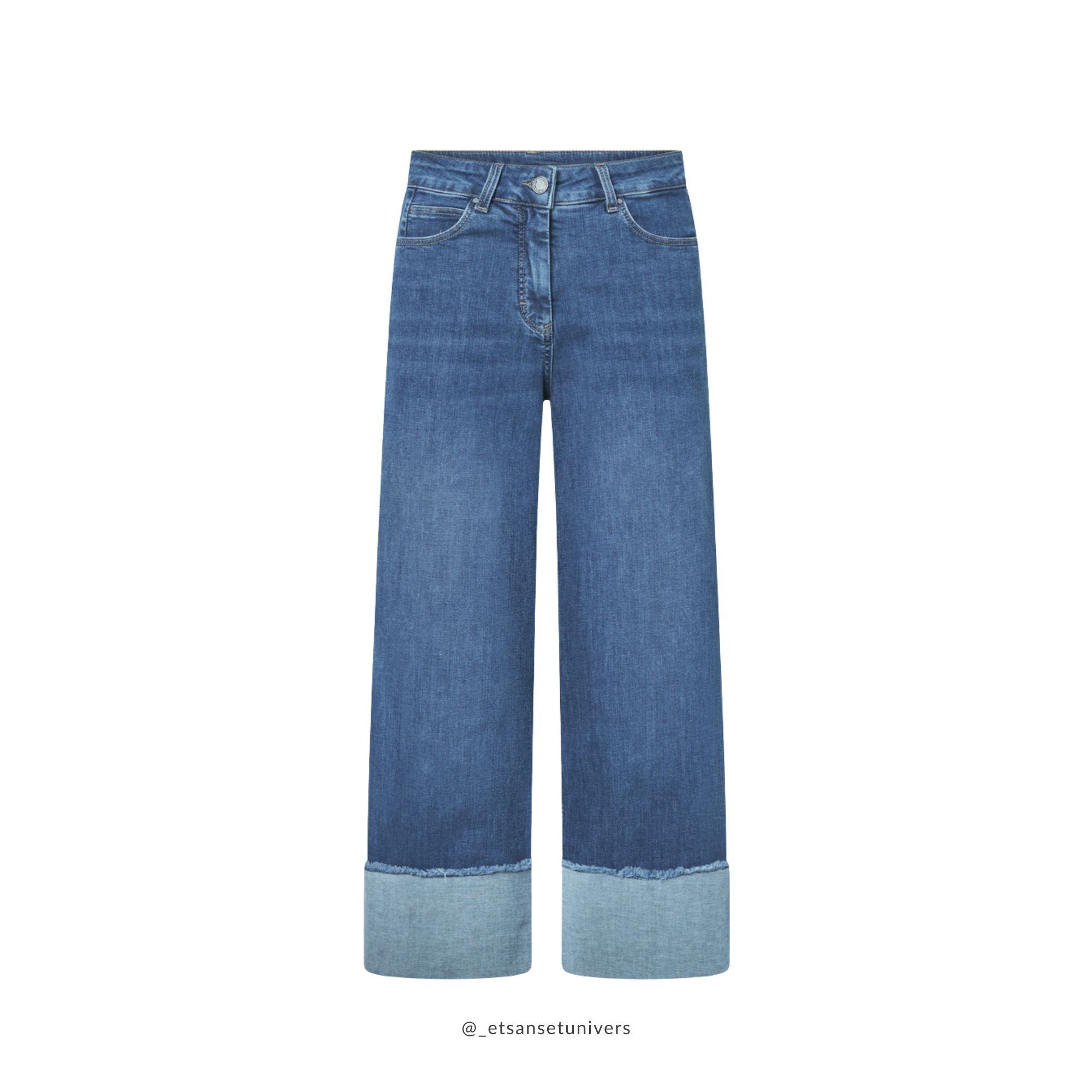 Cropped denim bukser med OEKO-TEX® bomuld og opsmøg/opslag – Et Sanset Univers