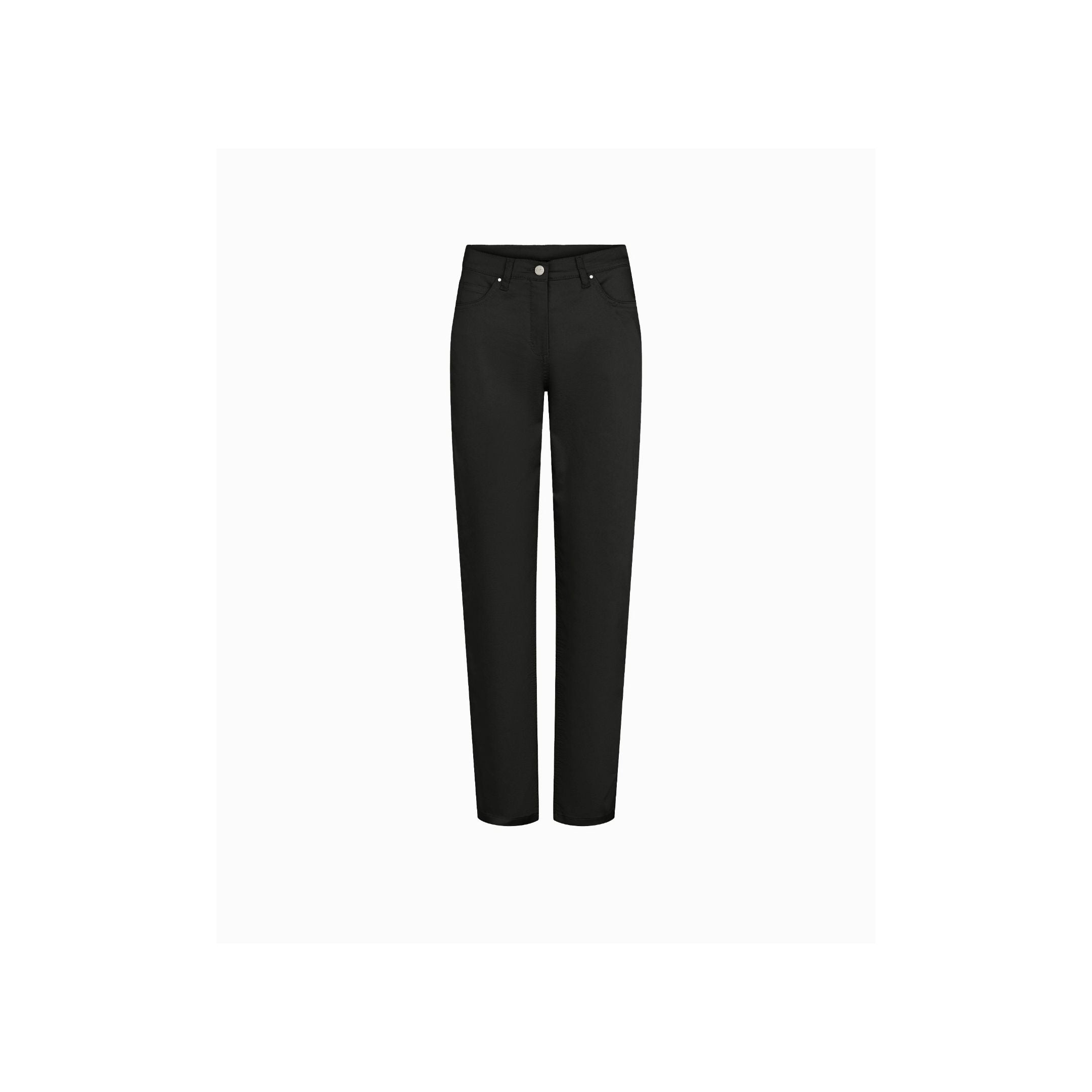 ⭐ Bestseller - Charlotte Regular bukser - Medium Længde - farve Sort - OEKO-TEX økologisk bomuld - set forfra - et sanset univers
