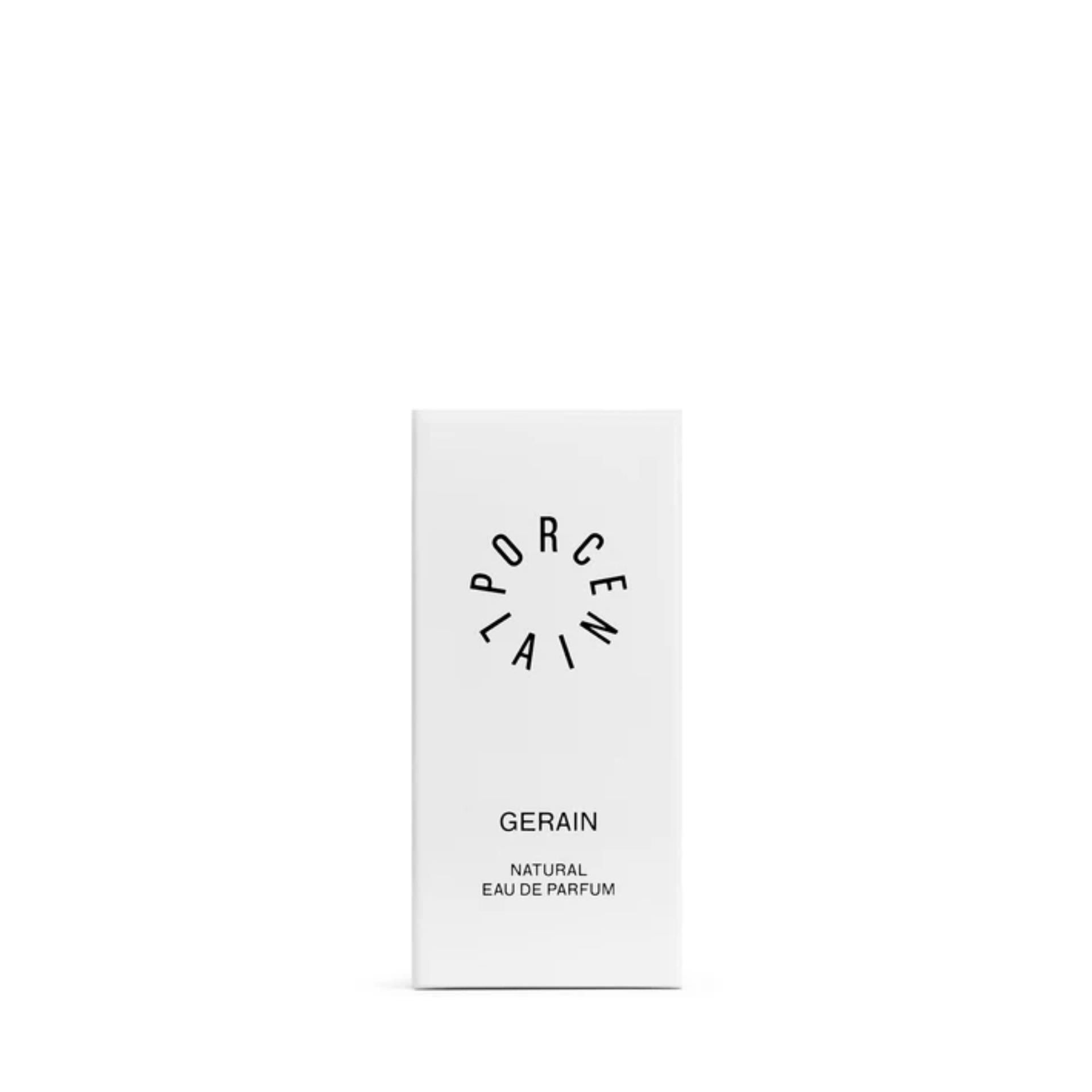 PORCELAIN Gerain No. 5 – æske og emballage til Gerain naturlig parfume med vetiver og patchouli – Et Sanset Univers