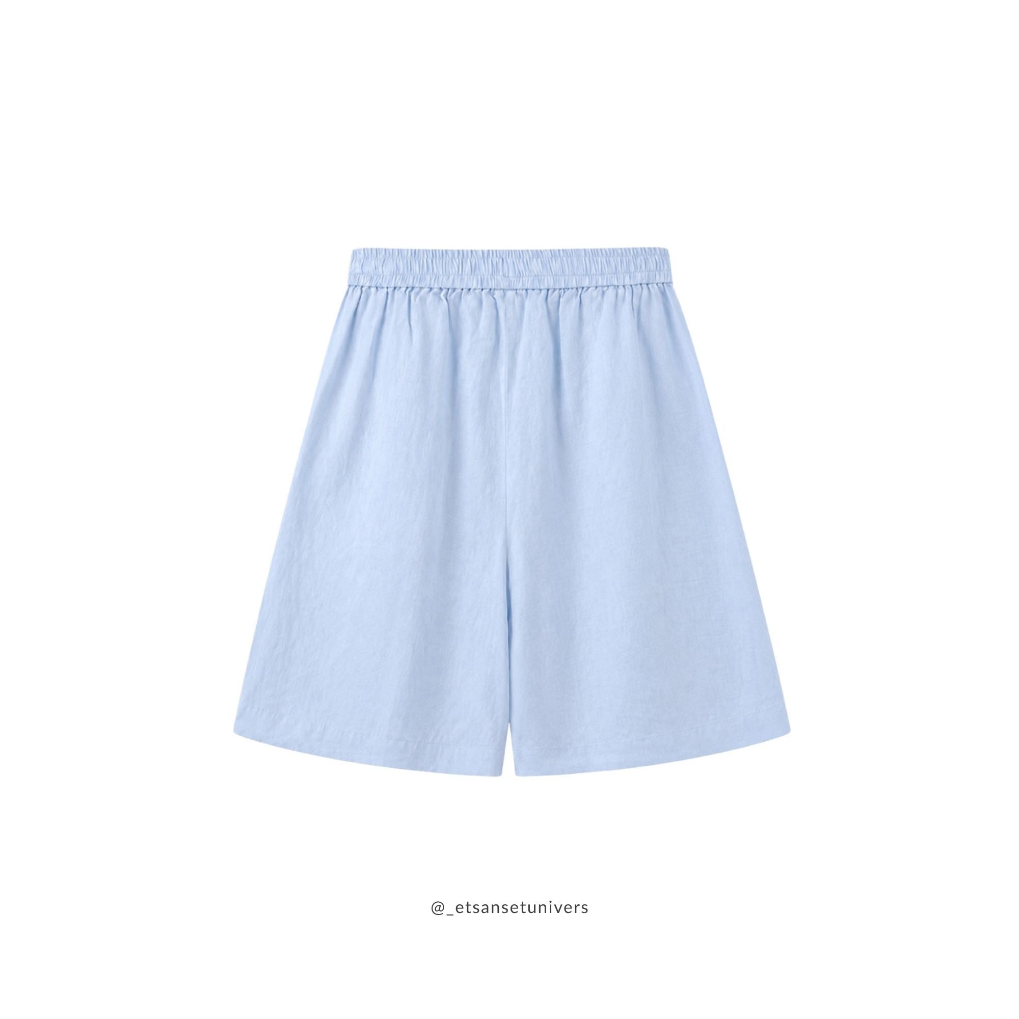 Hør shorts - Himmelblå 100% linned - Et Sanset Univers