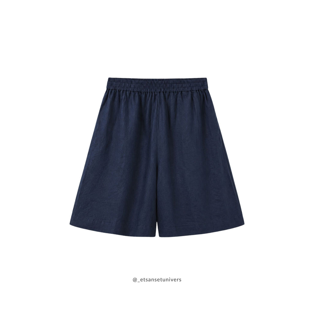 ⭐ B E S T S E L L E R - Hør shorts - Midnatsblå 100% linned - Et Sanset Univers
