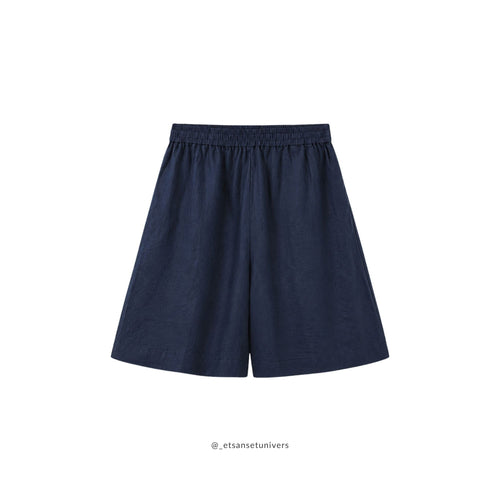 ⭐ B E S T S E L L E R - Hør shorts - Midnatsblå 100% linned - Et Sanset Univers