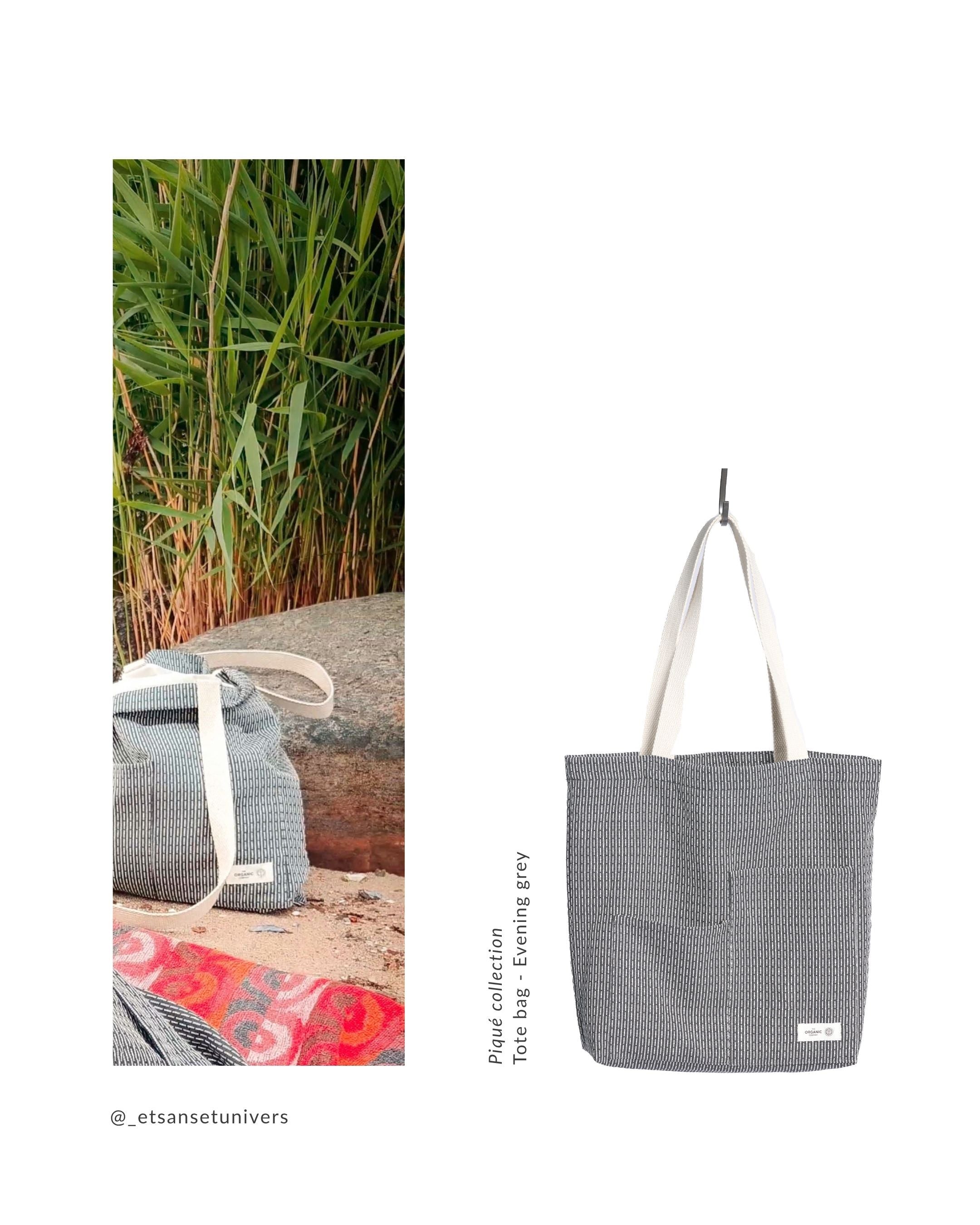 Piqué collection Bundle - Badekåbe + Tote bag - Evening grey