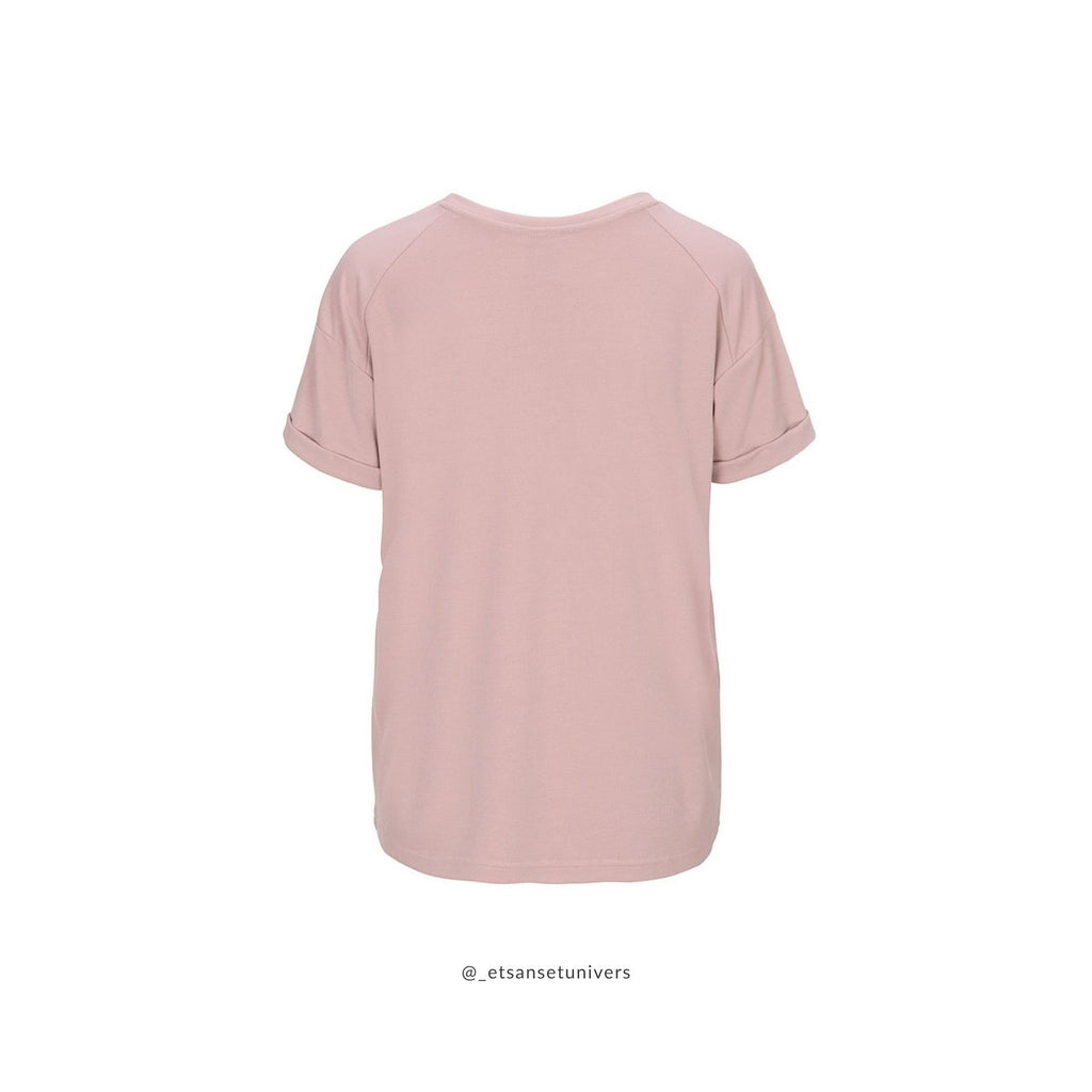 Karin Fine Rib - T-shirt - Vintage Rose - blød modal - set bagfra - et sanset univers
