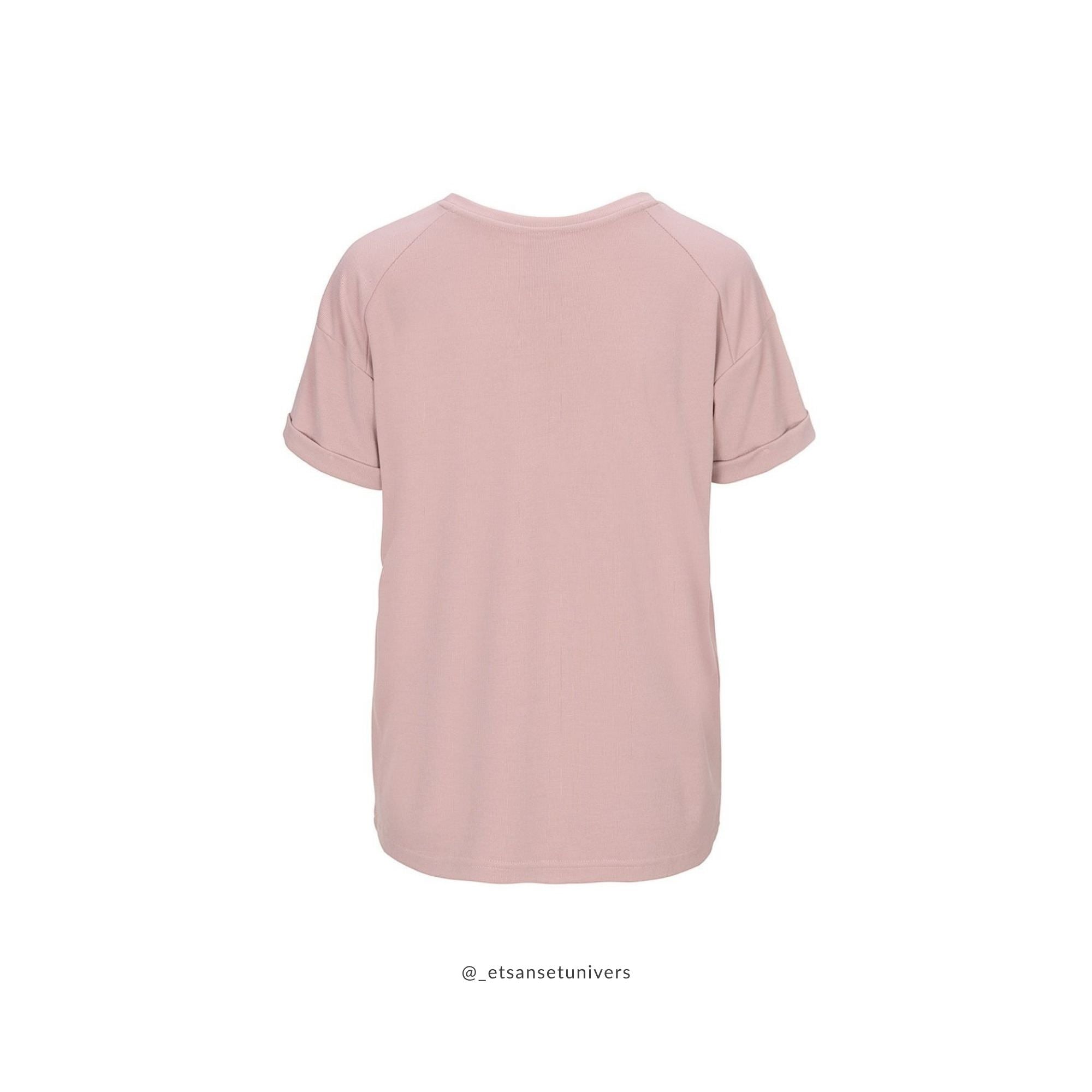 Karin Fine Rib - T-shirt - Vintage Rose - blød modal - set bagfra - et sanset univers