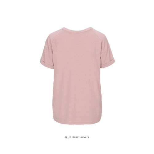 Karin Fine Rib - T-shirt - Vintage Rose - blød modal - set bagfra - et sanset univers