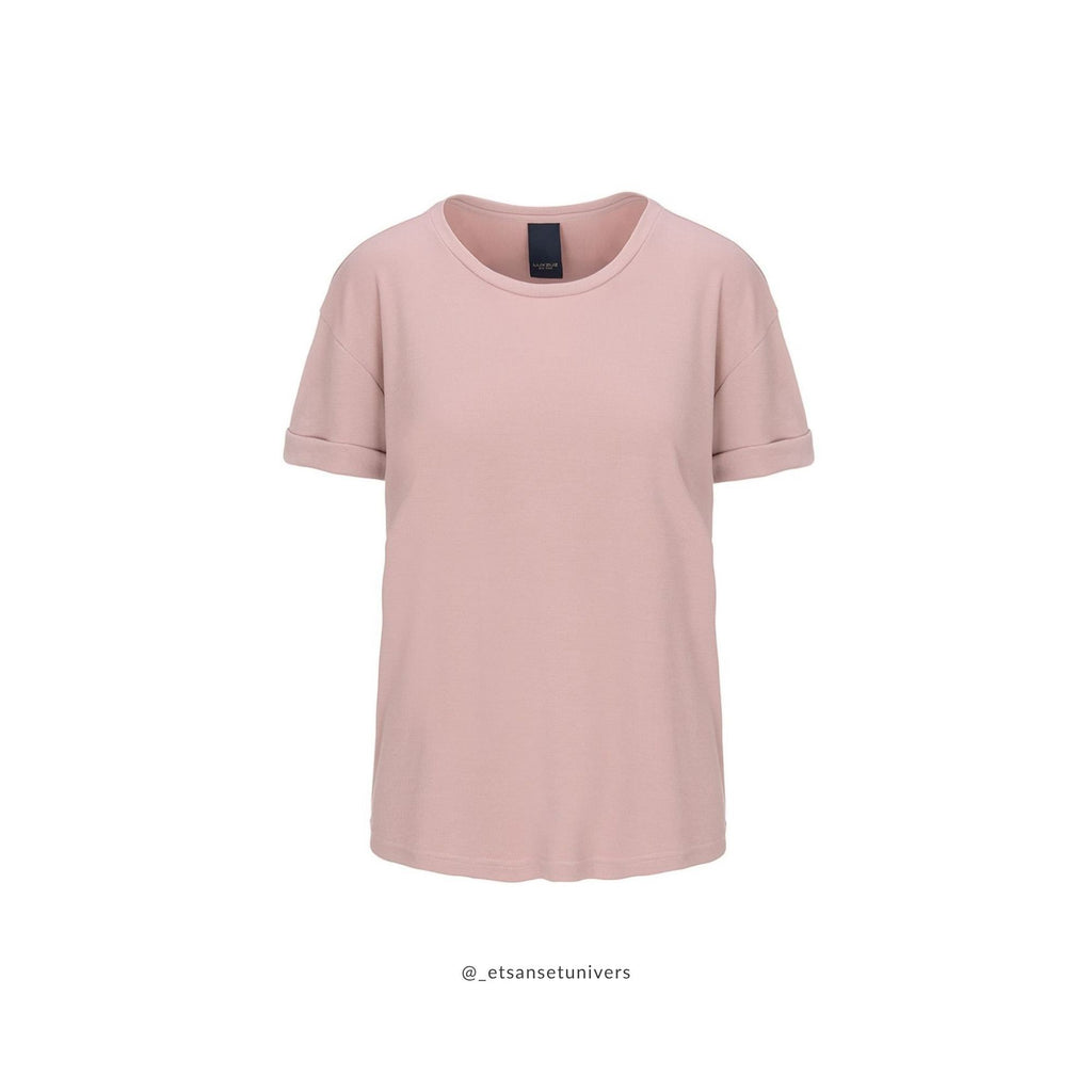 Karin Fine Rib - T-shirt - Vintage Rose - blød modal - set forfra - et sanset univers