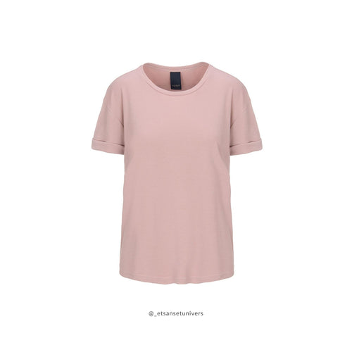 Karin Fine Rib - T-shirt - Vintage Rose - blød modal - set forfra - et sanset univers