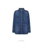 ⭐ bestseller - Mille Denim Skjorte og Jakke - Washed Blue Denim - OEKO-TEX økologisk bomuld - set forfra - et sanset univers