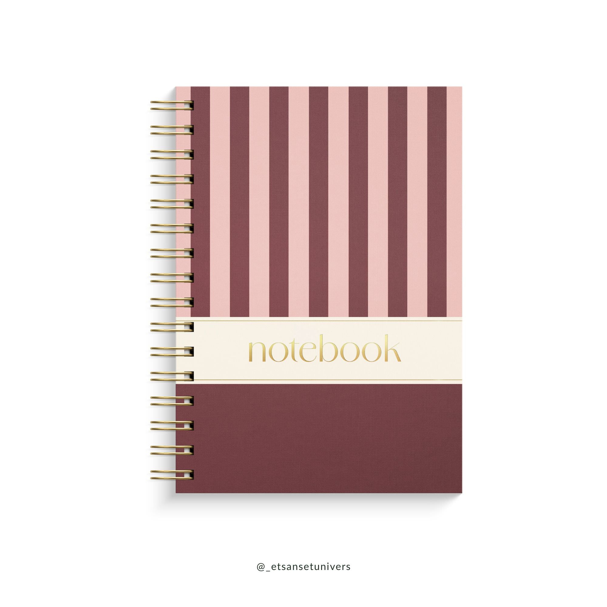 Notesbog A5 Pink Bourgogne Strib