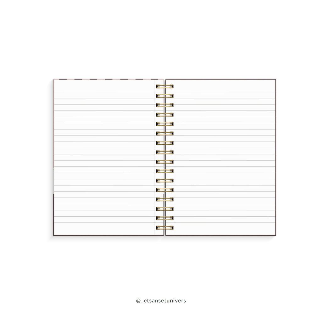 Notesbog A5 Pink Bourgogne Strib