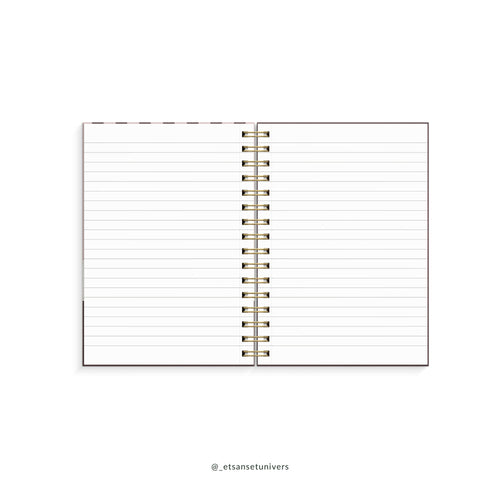 Notesbog A5 Pink Bourgogne Strib