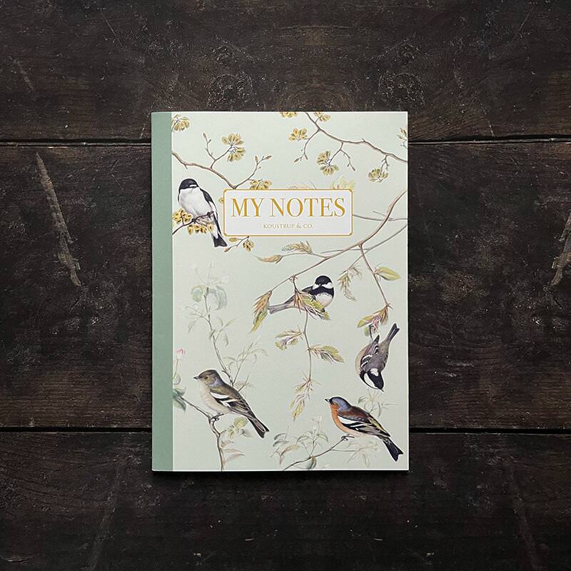 Noteshæfte med havens fugle -illustration – stiliseret - Et Sanset Univers