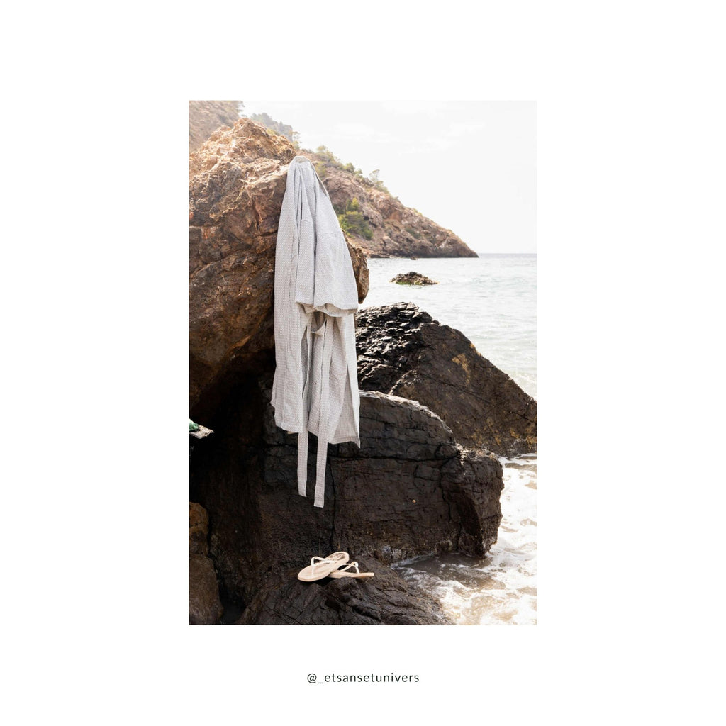 Piqué collection Bundle - Badekåbe + Tote bag - Clay stone