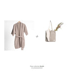 Piqué collection Bundle - Badekåbe + Tote bag - Clay stone - et sanset univers