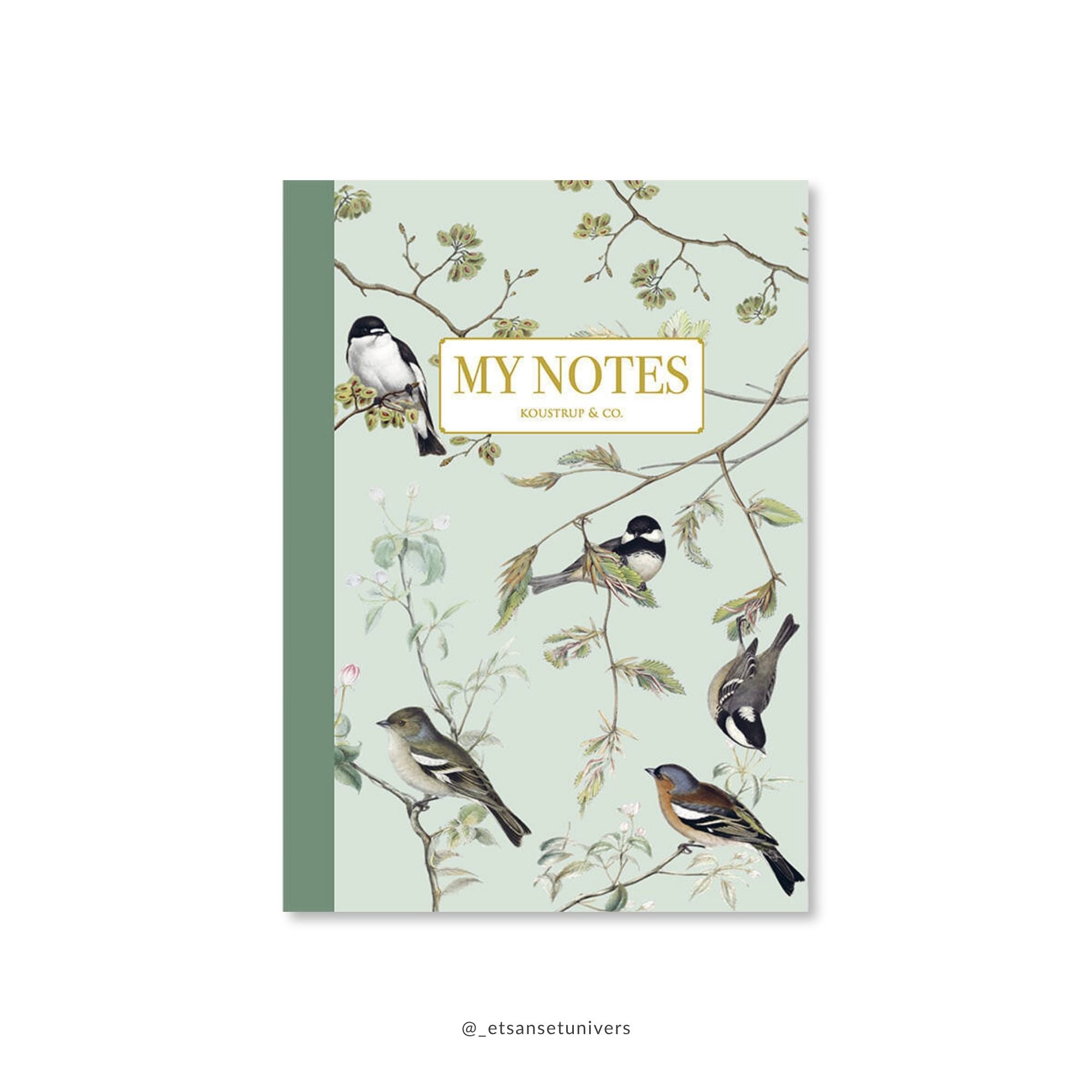 Noteshæfte med havens fugle -illustration – Et Sanset Univers